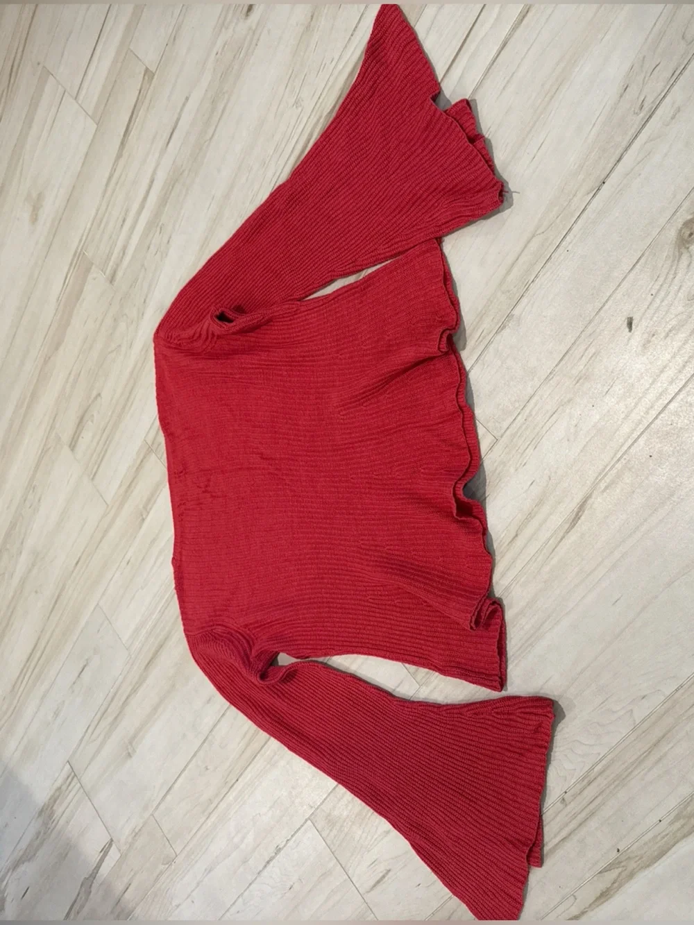 LC Lauren Conrad Coral Ribbed Tie-Sleeve Sweater - Picture 7 of 8